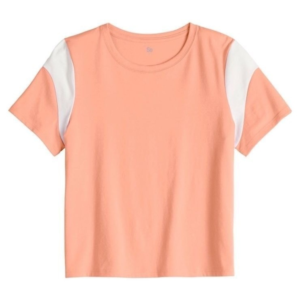 NWT Girls SO Favorite Colorblock Boxy Tee in Coral Large 10-12